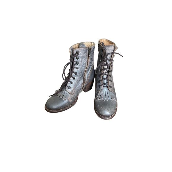 Bed|Stu Leather Fringe Lace-Up Boots – Size 8.5 - Picture 1 of 6